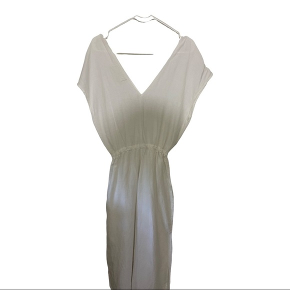 Cloth & Stone linen double V-neck jumpsuit. Drawstring waist size X-Small White - Picture 6 of 10